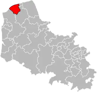 Kanton na mapě departementu Pas-de-Calais
