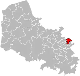 Kanton na mapě departementu Pas-de-Calais