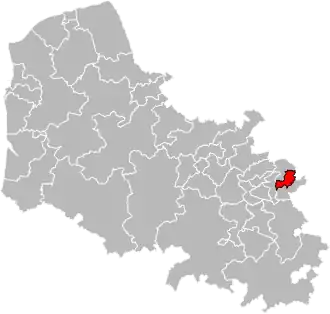 Kanton na mapě departementu Pas-de-Calais