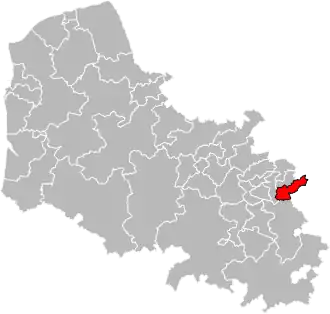 Kanton na mapě departementu Pas-de-Calais