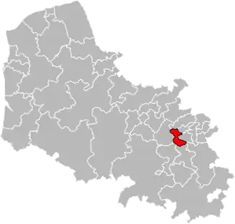 Kanton na mapě departementu Pas-de-Calais