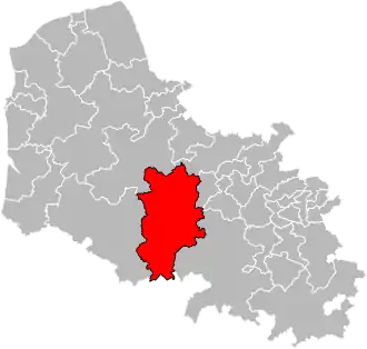 Kanton na mapě departementu Pas-de-Calais