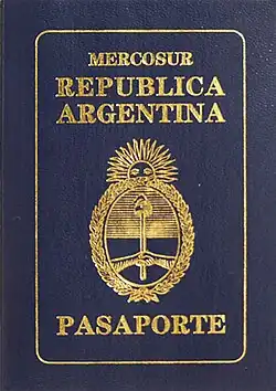 Argentinský cestovní pas s názvem Mercosuru