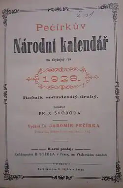 Kalendář z roku 1929