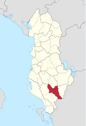 Poloha okresu Përmet na mapě