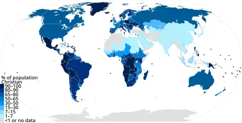 map of worldwide Christianity in 2011