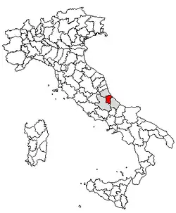 Provincie Pescara na mapě Itálie