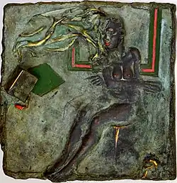 Bez názvu, nedatováno, bronzový reliéf 38 × 37 cm