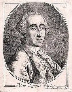 Portrét Pietra Longhiho zhotovil jeho syn Alessandro pro soubor Compendio delle Vite de' Pittori Veneziani istorici (1762, Britské muzeum, V. Británie)