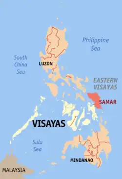 Poloha ostrova Samar v rámci Filipín