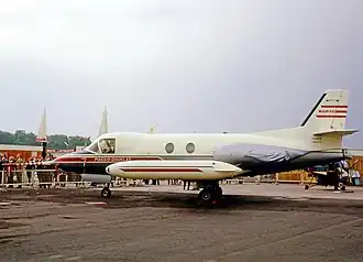 Prototyp MM577 v barvách italských vzdušných sil na letecké výstavě v Hannoveru, 1966