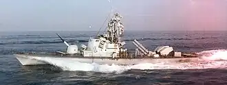 Raketový člun třídy Sa'ar 3 po modernizaci. Na zádi je vidět směs protilodních střel typů Gabriel a Harpoon.