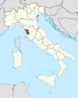 Provincie Pisa na mapě Itálie