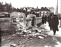 Most Pitkäsilta v Helsinkách po válečných bitvách, 1918