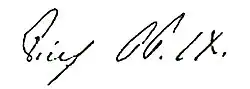 Podpis: Pius IX.
