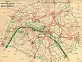 Schéma pařížských tramvají v roce 1923