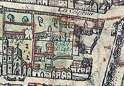 Areál paláce Saint-Pol na mapě města (kolem roku 1550)