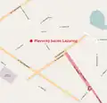 Umístění budovy Lazurnyj mapě Pripjatě
