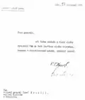 Poděkování prezidenta T. G. Masaryka z roku 1935