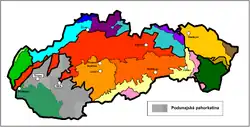Podunajská pahorkatina (šedou barvou)
