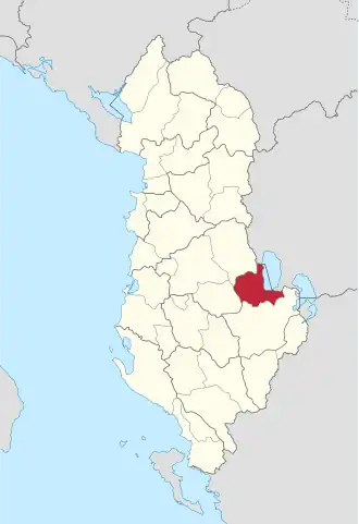 Poloha okresu Pogradec na mapě