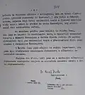 Poslední strana diplomatické relace o průběhu Kennedyho pohřbu s podpisem Karla Dudy