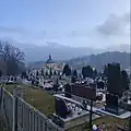 Pohled na vambeřickou baziliku od návrší Syjon