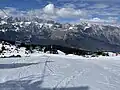 Pohled na pohoří Brenta ze sjezdovky nad Andalem