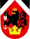 Postřelmov (Střela-šíp ve znaku odkazuje k osobnímu jménu údajného zakladatele osady Postřělima i k samotnému názvu obce).