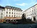 Pozemkový ústav s Caesarovou kašnou na Horním náměstí v Olomouci