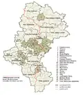Průběh slezské zemské hranice na území Slezského vojvodství (zakreslen červeně)