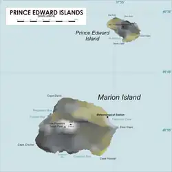 Mapa ostrova Marion a ostrova prince Edwarda