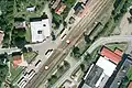 Trať vlečky (bod 1), zaústění vlečky ve výhybce (bod 2)