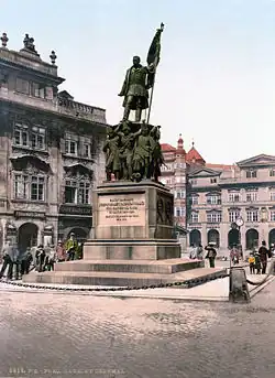 Radeckého pomník na Radeckého náměstí (dnešní Malostranské náměstí) v Praze kolem roku 1900