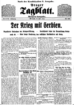 Prager Tagblatt 29. července 1914
