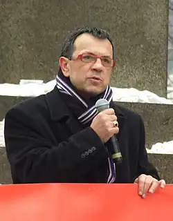 Jaroslav Foldyna na demonstraci na podporu kosovských Srbů v únoru 2010