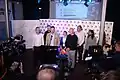 Tisková konference ve volebním štábu Pirátů v Praze