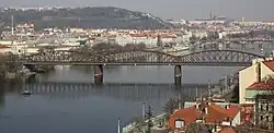 Vyšehradský železniční most pohledem z Vyšehradu