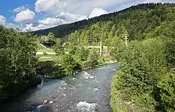 Řeka Prahova nedaleko města Bușteni
