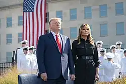 Donald Trump a První dáma Melania Trumpová během ceremonie k 11. září v Pentagonu