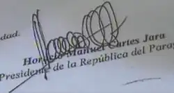 Horacio Cartes, podpis