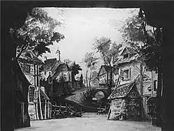 Scéna 1. jednání Prodané nevěsty (Národní divadlo, Praha 1883)