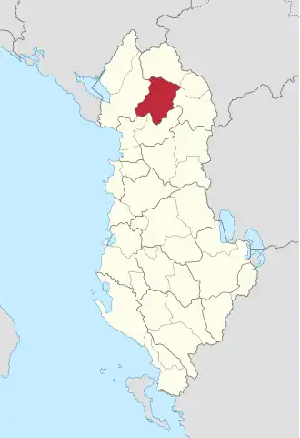 Poloha okresu Pukë na mapě