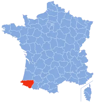 Diecéze Bayonne (-Lescar et Oloron) na mapě
