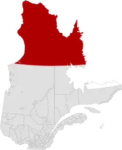 Nunavik na mapě Québecu
