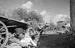 Max Alpert: Sovětští vojáci bojují o vesnici na kavkazské frontě, 1. června 1942