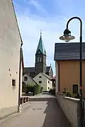 Pohled na kostel z Alte-Poststraße