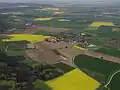 obec Radim z letadla, v pozadí Dřevěnice