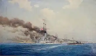 Bombardování Ancony, malba z roku 1915