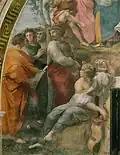 zleva Alkaios, Corinna, Petrarca, Anakreón a Sapfó